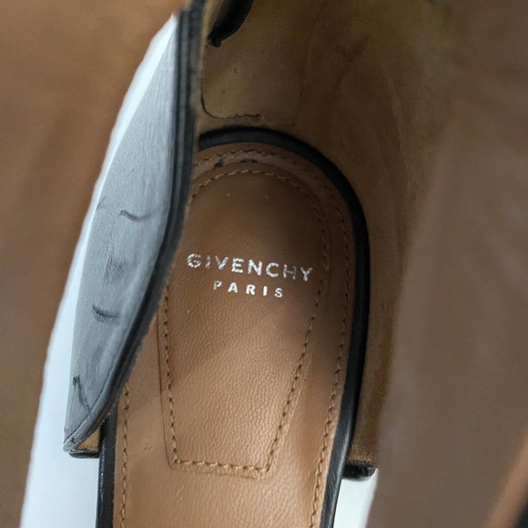 Givenchy Sandal Leather Chain Ankle Strap Black Open Toe Low Block Heel … - Picture 4 of 10